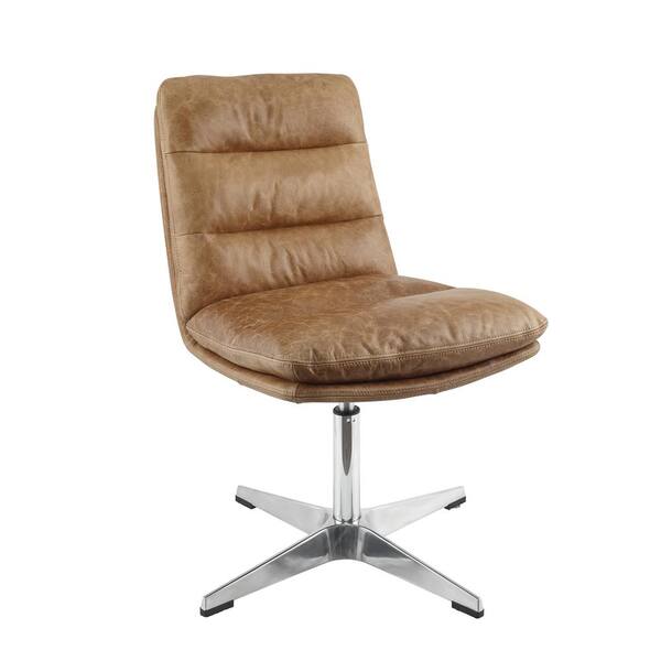 genuine leather armless office chair