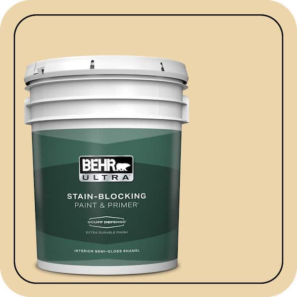 BEHR ULTRA 5 gal. #ICC-51 Sweet Marzipan Extra Durable Semi-Gloss Enamel Interior Paint & Primer