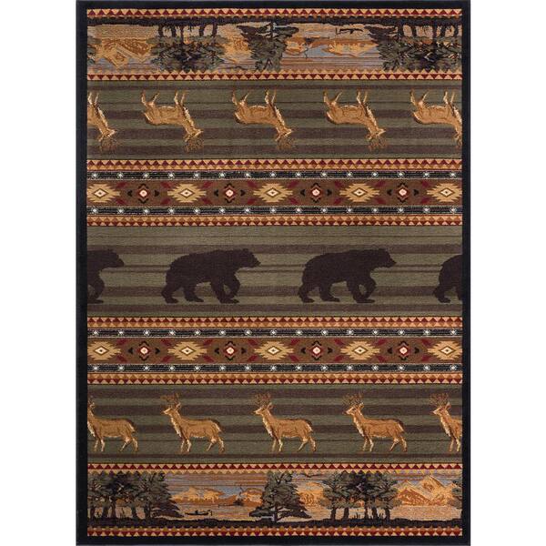 Tayse Rugs Nature Lodge Green 4 ft. x 6 ft. Indoor Area Rug