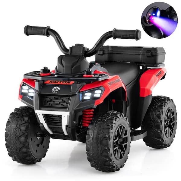6V Kids Ride On ATV w/ Music and Spray Function USB Port Storage Box Toy Car Red
