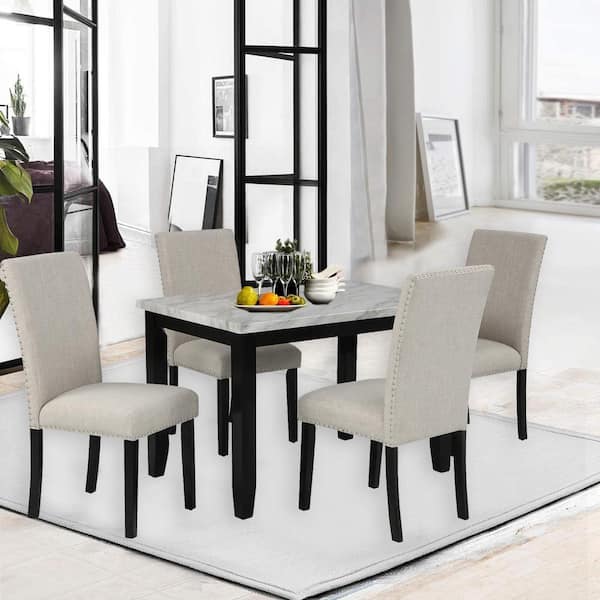 Cushion Dining Chairs, Wood Dining Room Table With White Chairs