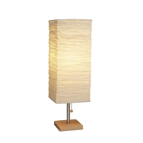 Adesso Dune 25 in. Natural Wood/Satin Steel Table Lamp
