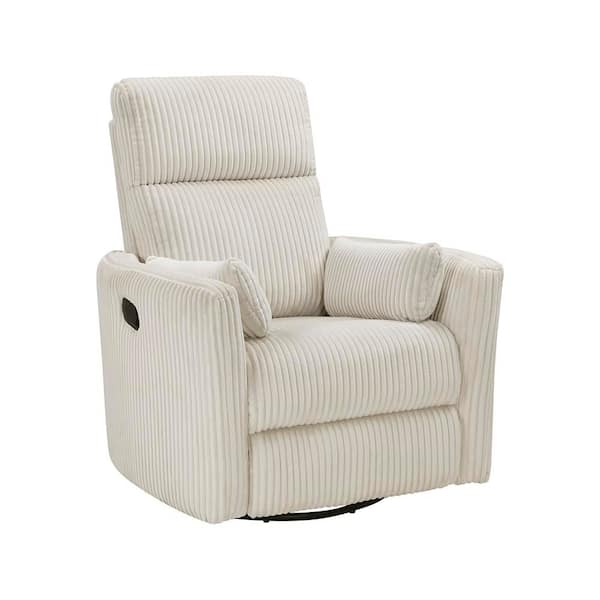 Turbo Beige Corduroy Fabric Manual Swivel Glider Recliner