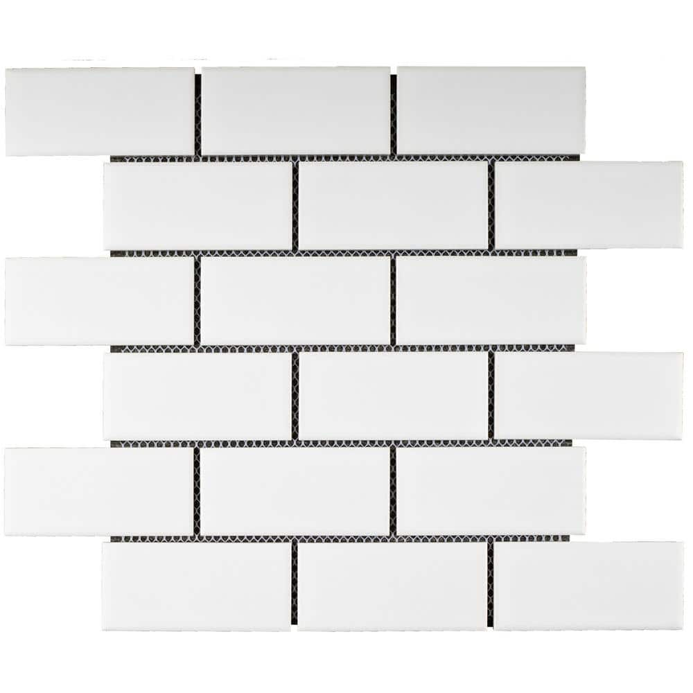 Porcetile White 11.64 in. x 11.46 in. Brick Joint Matte Porcelain Mosaic Wall and Floor Tile (10.23 sq. ft./Case) price history on PriceWatchPro