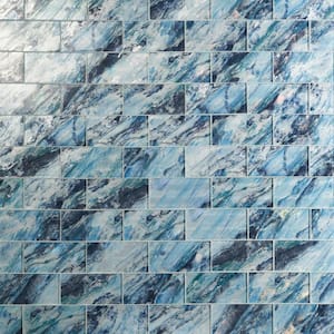 Wonder Glass Sapphire 4.37 in. x 8.74 in. Polished Glass Wall Tile (5.3 sq. ft./Case)