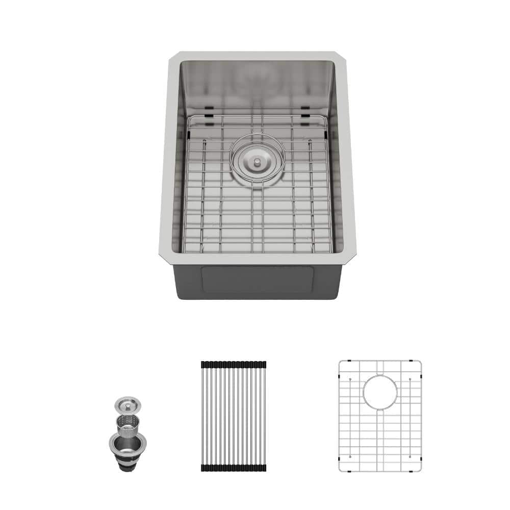 15 Inch Undermount Single Bowl 16-Gauge Stainless Steel Workstation Kitchen Sink with Accessories price history on PriceWatchPro