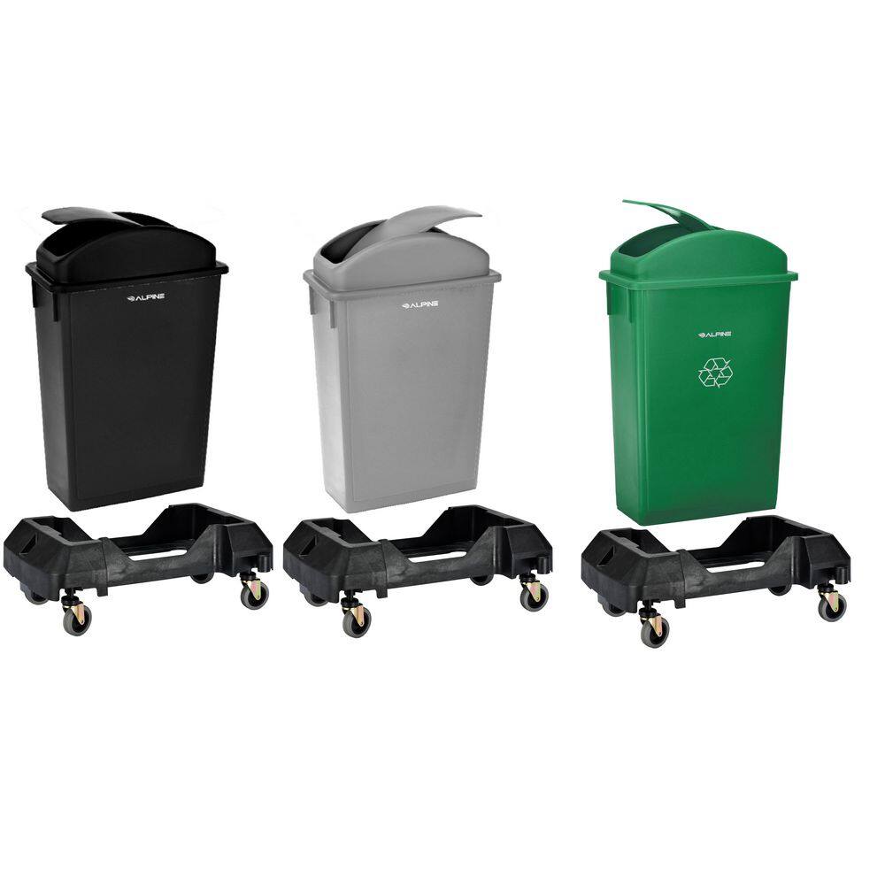 23 Gallon Slim Trash Can with Dome Lids, 3 Pack – Alpine