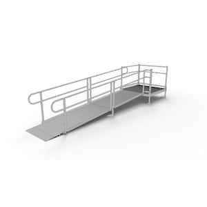 PATHWAY 12 ft. Straight Aluminum Wheelchair Ramp Kit with Solid Surface Tread, 2-Line Handrails and 4 ft. Top Platform