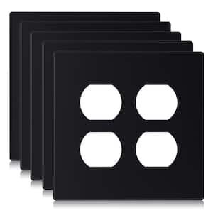 4-Gang Black Duplex Outlet Plastic Wall Plate (10-pack)