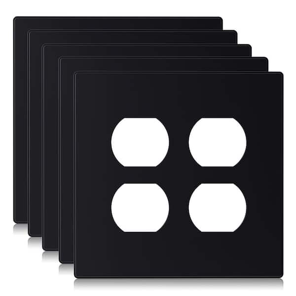 ELEGRP 4-Gang Black Duplex Outlet Plastic Wall Plate (10-pack)