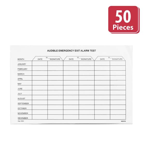 White, Audible Emergency Exit Test Report, Laminated Cardstock Test Report Form- (Pack of 50)