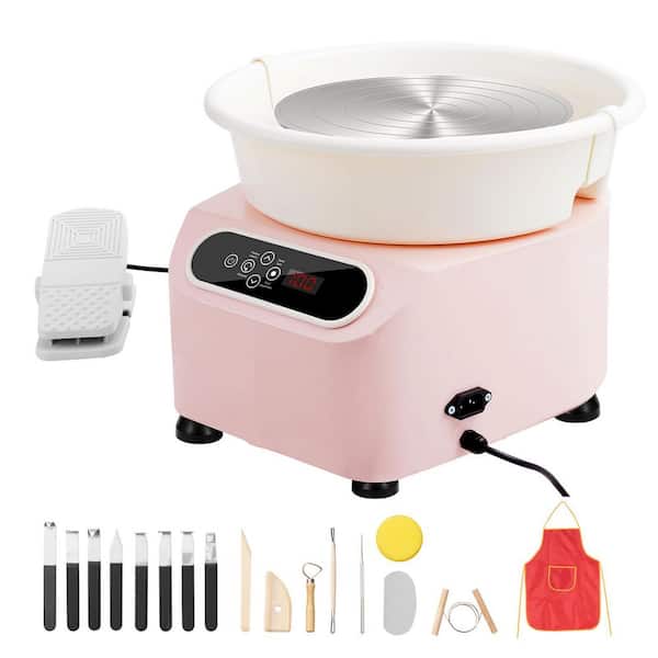 Pottery Wheel, 11 in. Pottery Forming Machine, 350W Electric Wheel for Pottery with Foot Pedal and LCD Screen, Pink