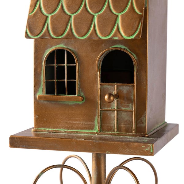 Glitzhome 52 in. H Farmhouse Faux Copper 2-Tiered Distressed Metal