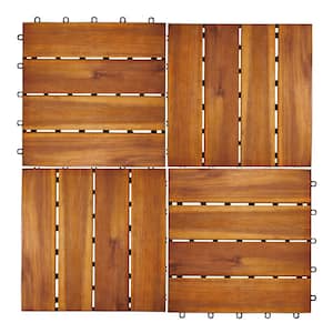 Outdoor 1 ft. x 1 ft. Wood Deck Tile in Brown (Set of 10 Tiles)