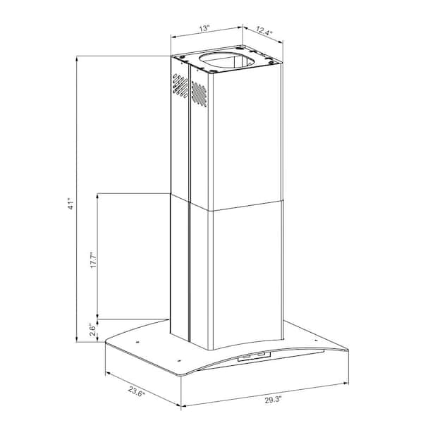 Winflo 30 in. Convertible Island Mount Range Hood in Stainless