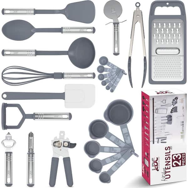 23-Piece Grey Silicone Cooking Utensil Set