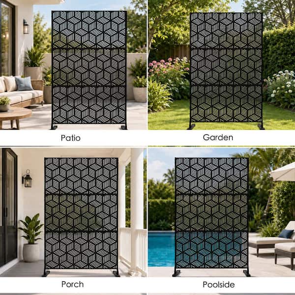 KOZYARD Powder Coated Galvanized Steel Privacy Screen 74 in. H x