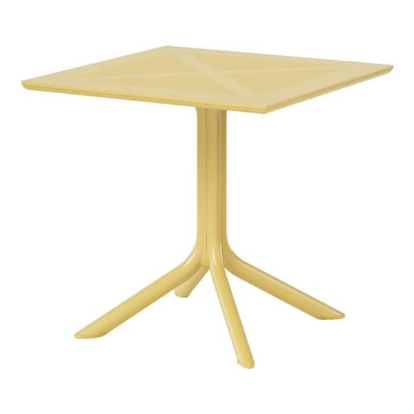 Frond and Form Modern Outdoor Patio Poly Plastic 31.5 in. Square Dining Table in Yellow