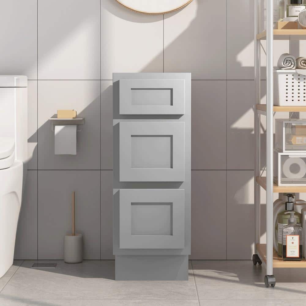 12 in. W x 21 in. D x 32.5 in. H 3-Drawers Bath Vanity Cabinet Only in Gray (Unassembled) price history on PriceWatchPro
