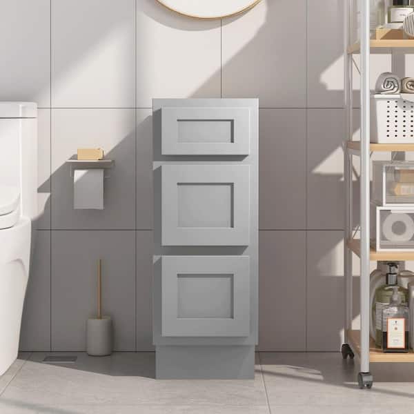 Vanity Art 12 in. W x 21 in. D x 32.5 in. H 3-Drawers Bath Vanity Cabinet Only in Gray