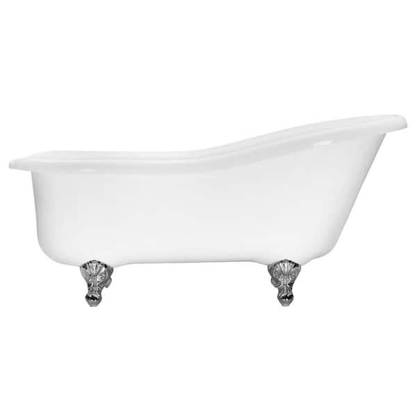 Aquatic Serenity 44 – 66 in. Acrylic Freestanding Soaking Clawfoot Tub in White