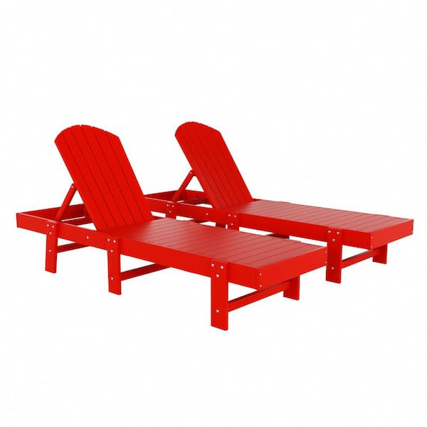 WESTIN OUTDOOR Altura 2-Piece Red Classic Adjustable Weather Resistant Adirondack Poly Reclining Chaise Lounge Chair Set