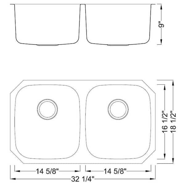 32-1/2 in. 50/50 Low Divider Stainless Steel Kitchen Sink & Low Profile  Faucet - Bed Bath & Beyond - 20631604