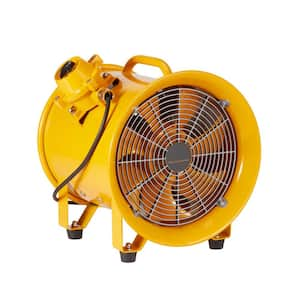 Portable Ventilator 12 in. 1 Speed Blower Fan in Yellow with 9.8 ft. Power Cord 550W Strong Shop Exhaust Blower 2500CFM