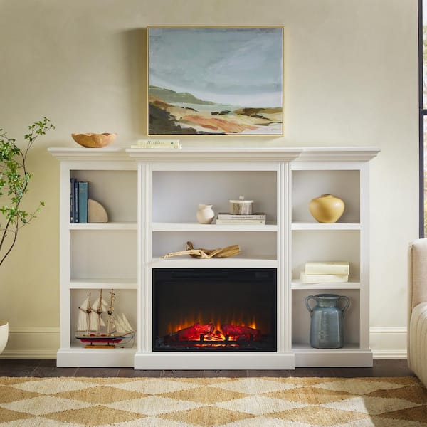Reviews for Welwick Designs Traditional 70 in. Freestanding Wood Mantel Electric Fireplace with ...