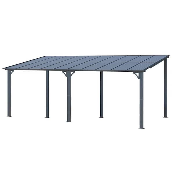 10 ft. x 20 ft. Black Rectangle Gazebo with Hardtop Aluminum Roof
