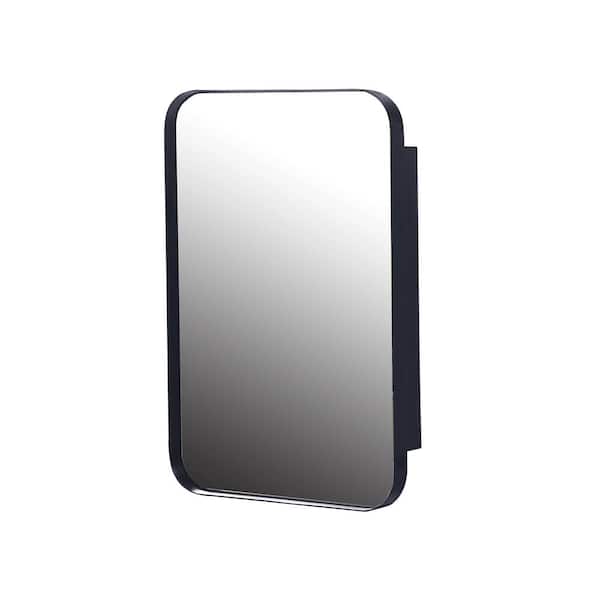 16 in. W x 24 in. H Black Rectangular Metal Recessed Medicine Cabinet with Mirror and Adjustable Shelves