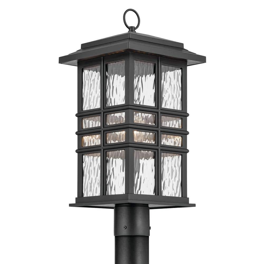 KICHLER Beacon Square 1-Light Textured Black Plastic Hardwired Waterproof Outdoor Post Light with No Bulbs Included (1-Pack)