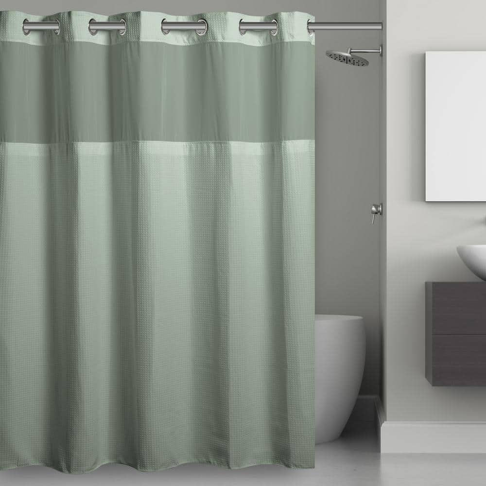 Hookless French Damask Shower Curtain with Built-in Liner 