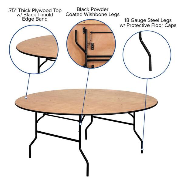 72 in. Natural Wood Tabletop Metal Frame Folding Table CGA-YT-3691-NA-HD -  The Home Depot