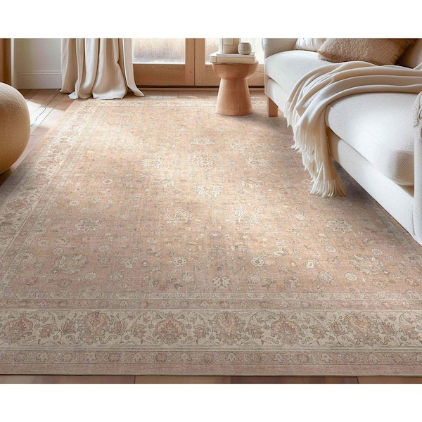 Asha Rome Vintage, Oriental Persian, Beige Cream 9 ft. 10 in. x 13 ft. Area Rug