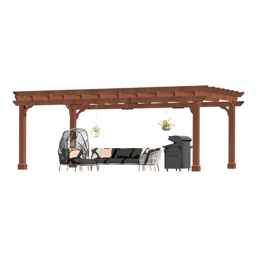 16 ft. x 12 ft. Brown Cedar Wood Outdoor Pergola