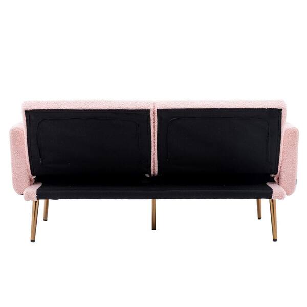 Blinc Sofa Dining Bench HOMEFUN In Wide Light Pink Teddy Fabric