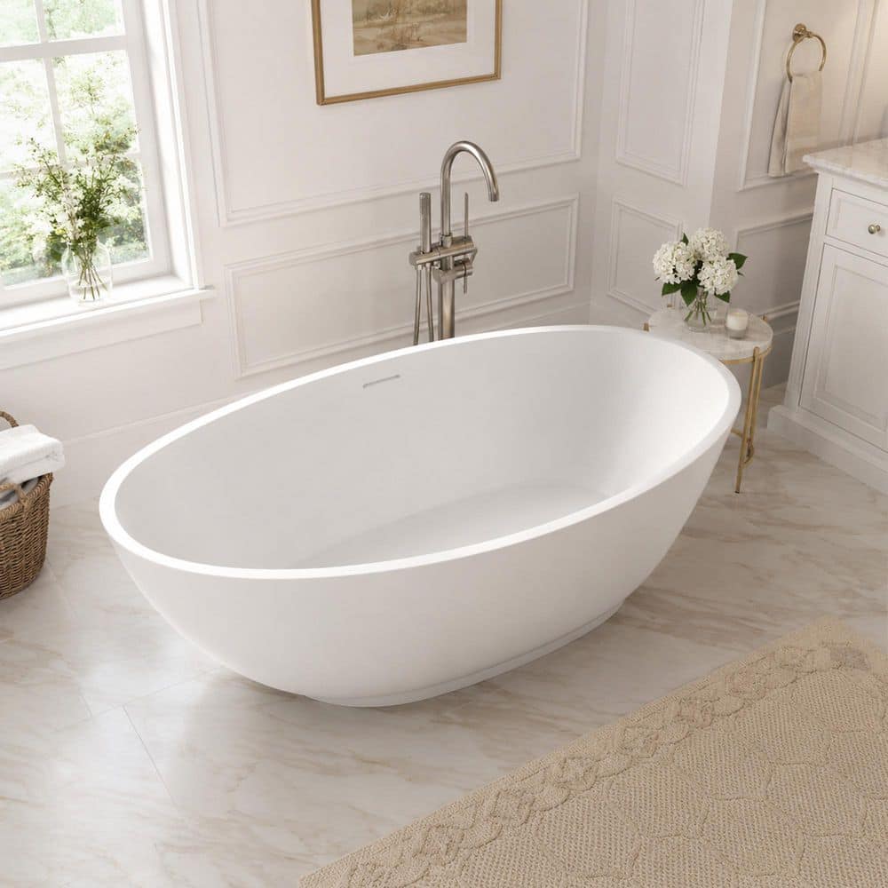 ANZZI Ala Series 74 in. x 34 in. Flat Bottom Solid Surface