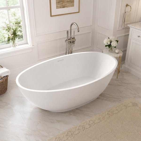 Altair Vespa 63 in. x 39 in. Soaking Bathtub with Center Drain in