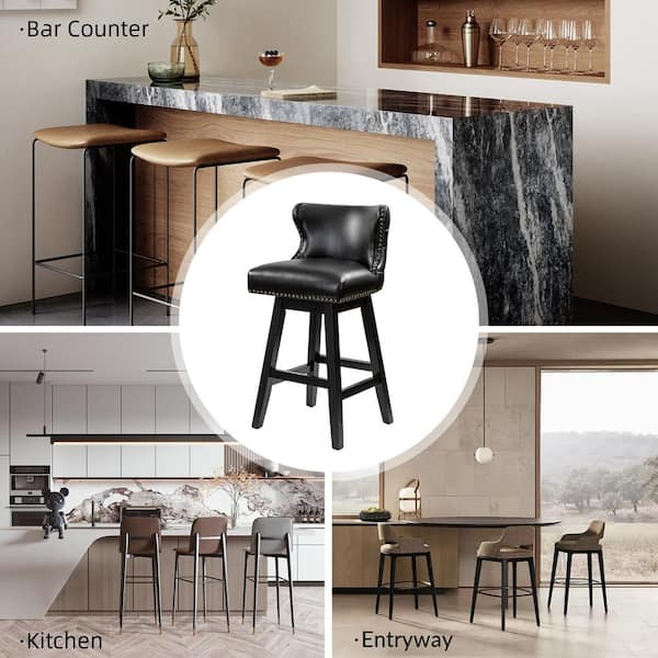 JAYDEN CREATION Federico Classic Black Low Back 360° Swivel Bar