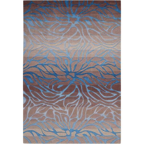 8 ft. x 11 ft. Blue Floral Washable Area Rug