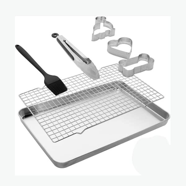 Stainless Steel 15.25 qt. Silver Baking Pan with Cooling Rack Oven Safe Heavy Duty Multipurpose Dishwasher Safe