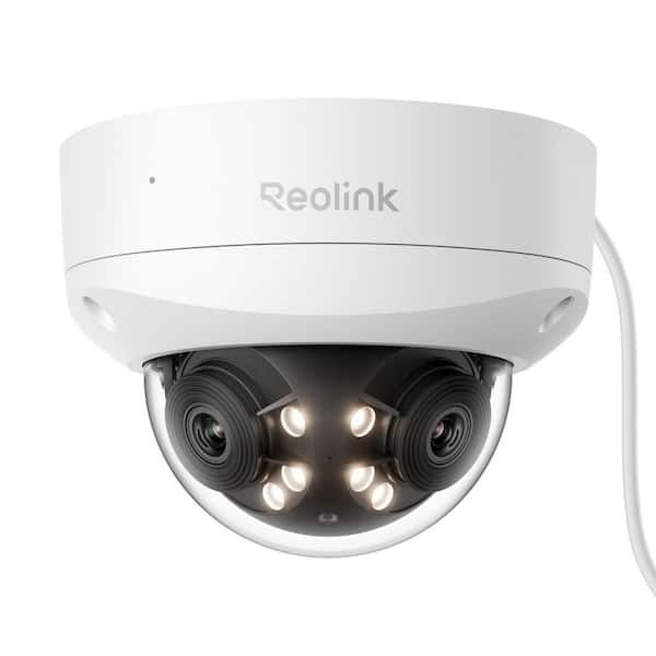Duo P757 16MP Dual-Lens PoE Security Camera Panoramic Dome IK10 Vandal-Proof with Motion Track, Night Vision, White