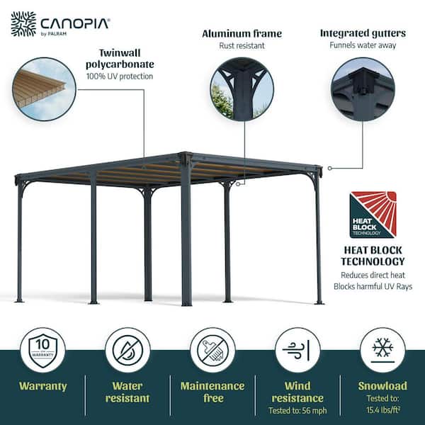 Milano 10 ft. x 14 ft. Gray/Bronze Outdoor Gazebo