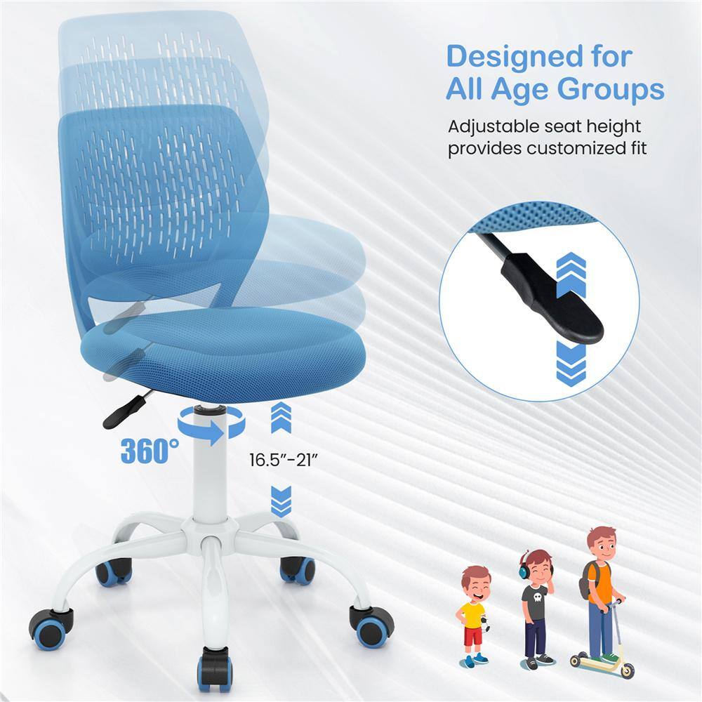 Blue Mesh Adjustable Height Children's Swivel Chair