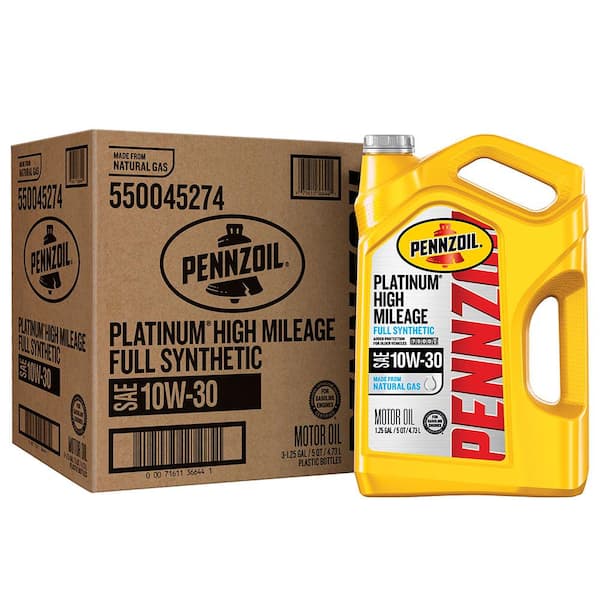 Pennzoil Platinum High Mileage SAE 10W-30 Full Synthetic Motor Oil 5Qt. (3-Pack)