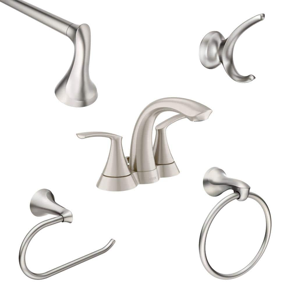 MOEN Darcy 4-Piece Bath Hardware Set with 4 in. Centerset 2-Handle ...