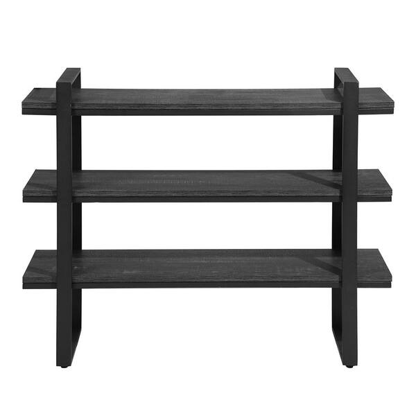 Homy Casa 32.3 in. Black Wood Storage 2-Shelf Small Bookcase for