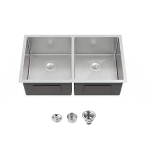 Coporesell 33 in. Undermount Double Bowl (50/50) 20-Gauge Gray