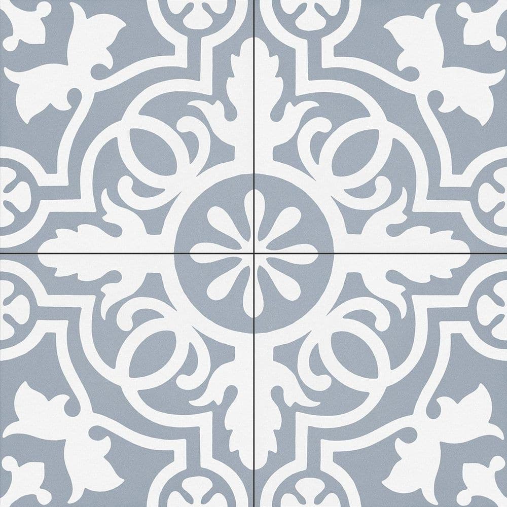 Bliss Beaux Blue/White 8 in. x 8 in. Porcelain Matte European Floor and Wal